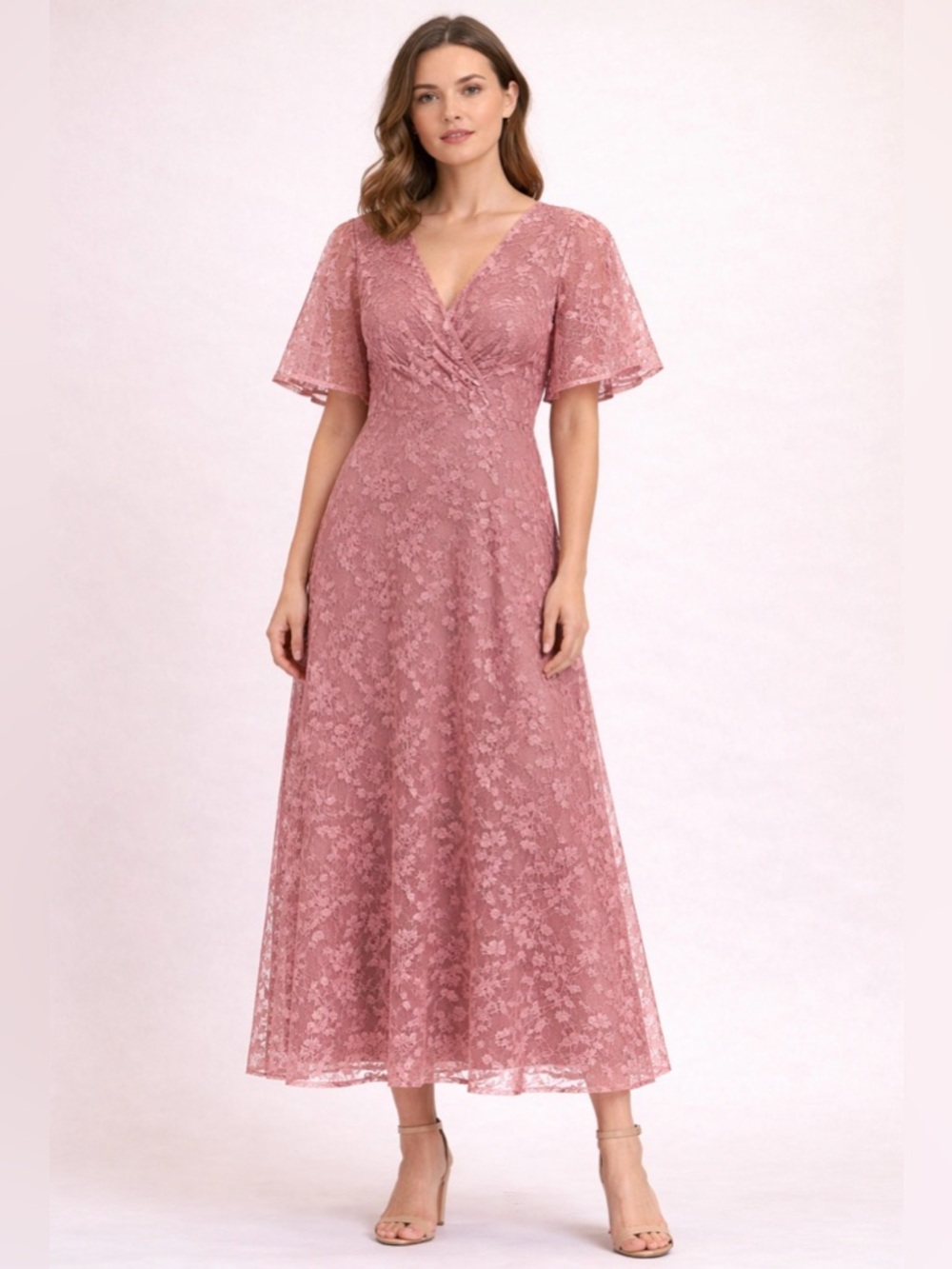 Custom gown Elegant Pink Lace Women Dress